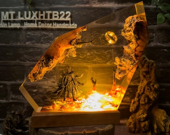 Lámpara de resina Diorama Power Ring, luz nocturna de resina Lord Ring, lámpara de resina epoxi, regalo para él, regalo de cumpleaños