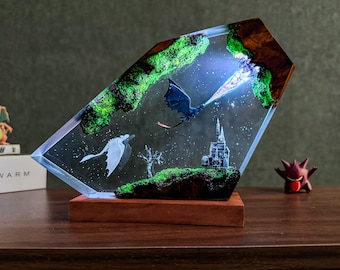 Veilleuse en résine dragon Too.thless, lampe époxy dragon de glace, veilleuse dragon 3D, décoration d'intérieur, cadeau d'anniversaire, cadeau pour lui.