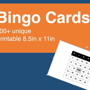 Bingo Cards - Downloadable and Printable PDF - 100+ random and unique cards! 8.5 x 11 inches