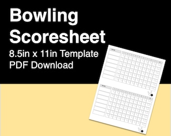 Bowling scoresheet - downloadable PDF 8.5 x 11
