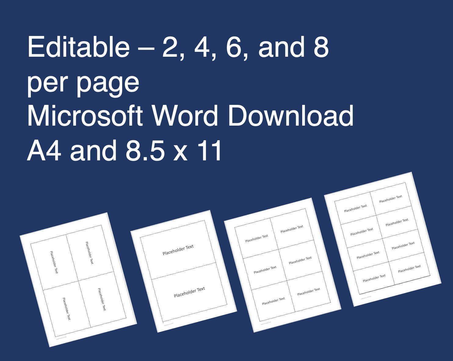 Printable Flash Card Templates Downloadable A4 and 8.5 X 11 Editable