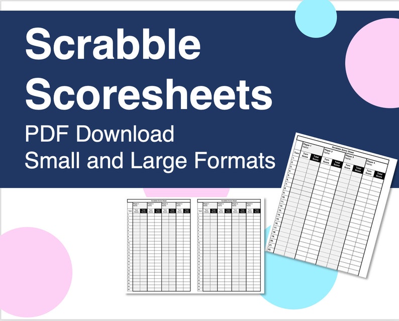 Scrabble Printable Score Sheet, 8.5x11 Downloadable PDF Etsy