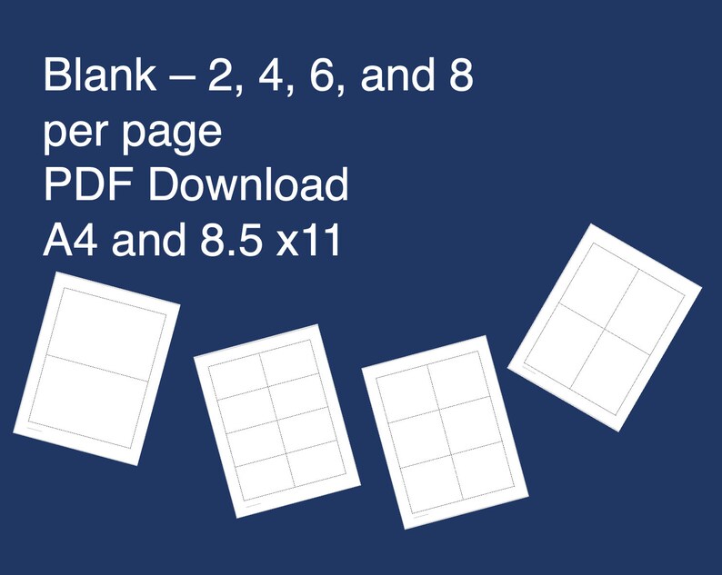 Printable Flash Card Templates Downloadable A4 and 8.5 X 11 Editable