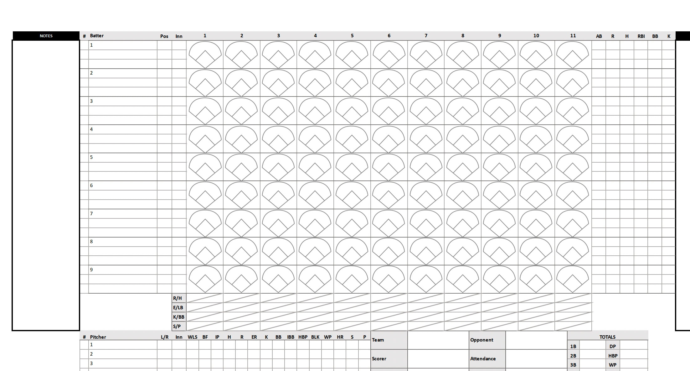 Baseball Scoresheet Templates Downloadable 8.5 X 11 and 8.5 X 14 Etsy