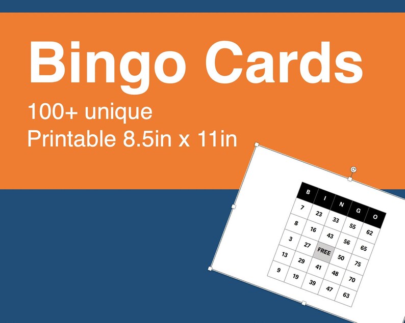 Bingo Cards Downloadable and Printable PDF 100 Random and Unique Cards ...