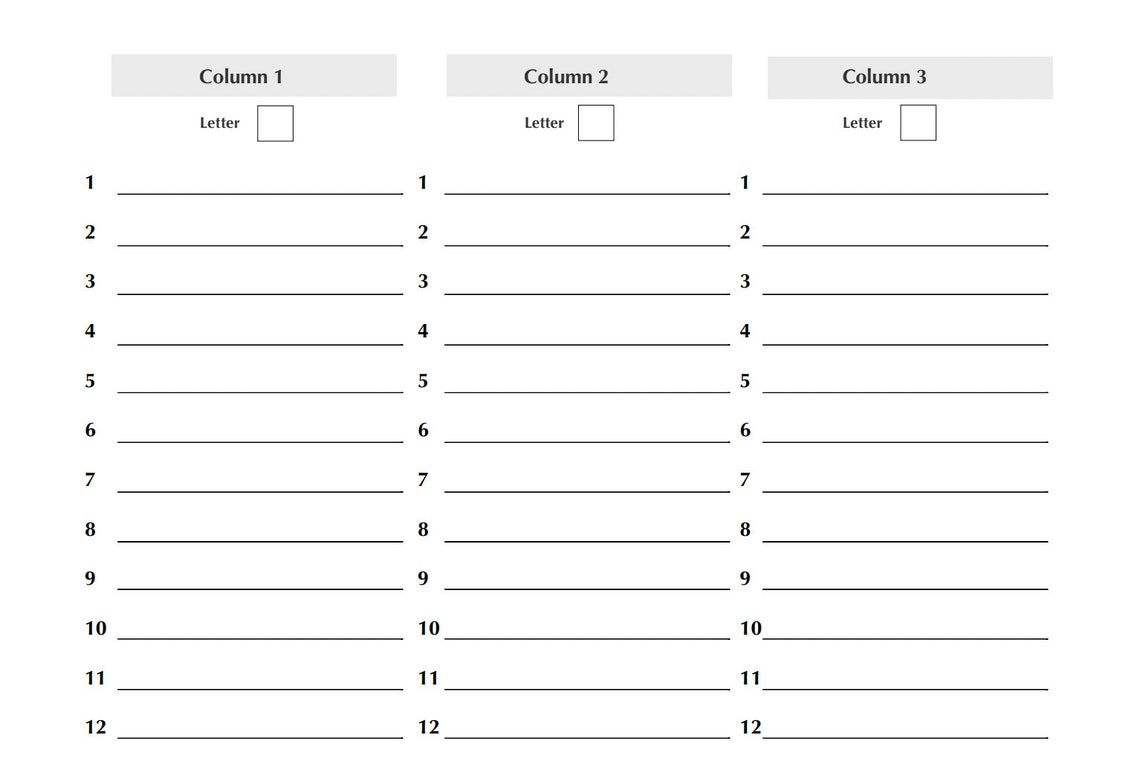 Scattergories Printable Scoresheet - Downloadable 8.5 X 11-inch PDF ...