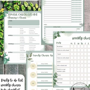 Weekly chores and cleaning printable