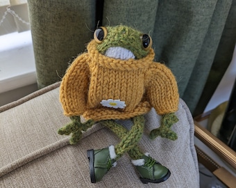 Hand Knitted Froggy, Birthday gift,