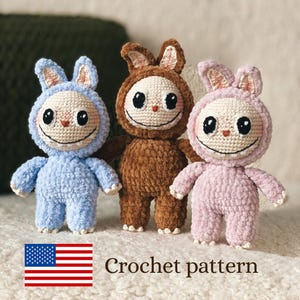 Crochet pattern Labubu, Amigurumi crochet plushies doll, Creepy Cute Rabbit Monster, magical companion LaBUBU