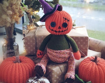 Crochet pattern pumpkin, amigurumi halloween doll, pdf pattern