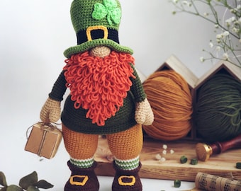 Irish Gnome Patrick crochet PATTERN, leprechaun gnome