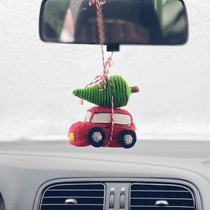 Modello amigurumi all'uncinetto per auto di Natale e albero di Natale, regalo di Natale
