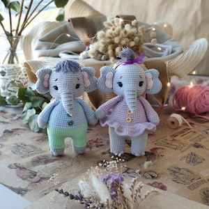 Crochet pattern Elephants family, Amigurumi Elephants pattern