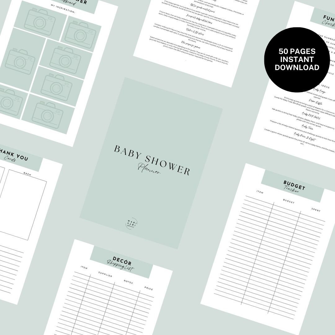 Baby Shower Planner Printable, Baby Shower Checklist Printable, Baby