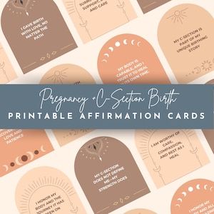 Cartes imprimables d'affirmation de grossesse et de césarienne Citations positives de naissance pour les mamans Art mural imprimable motivant au format PDF à téléchargement immédiat