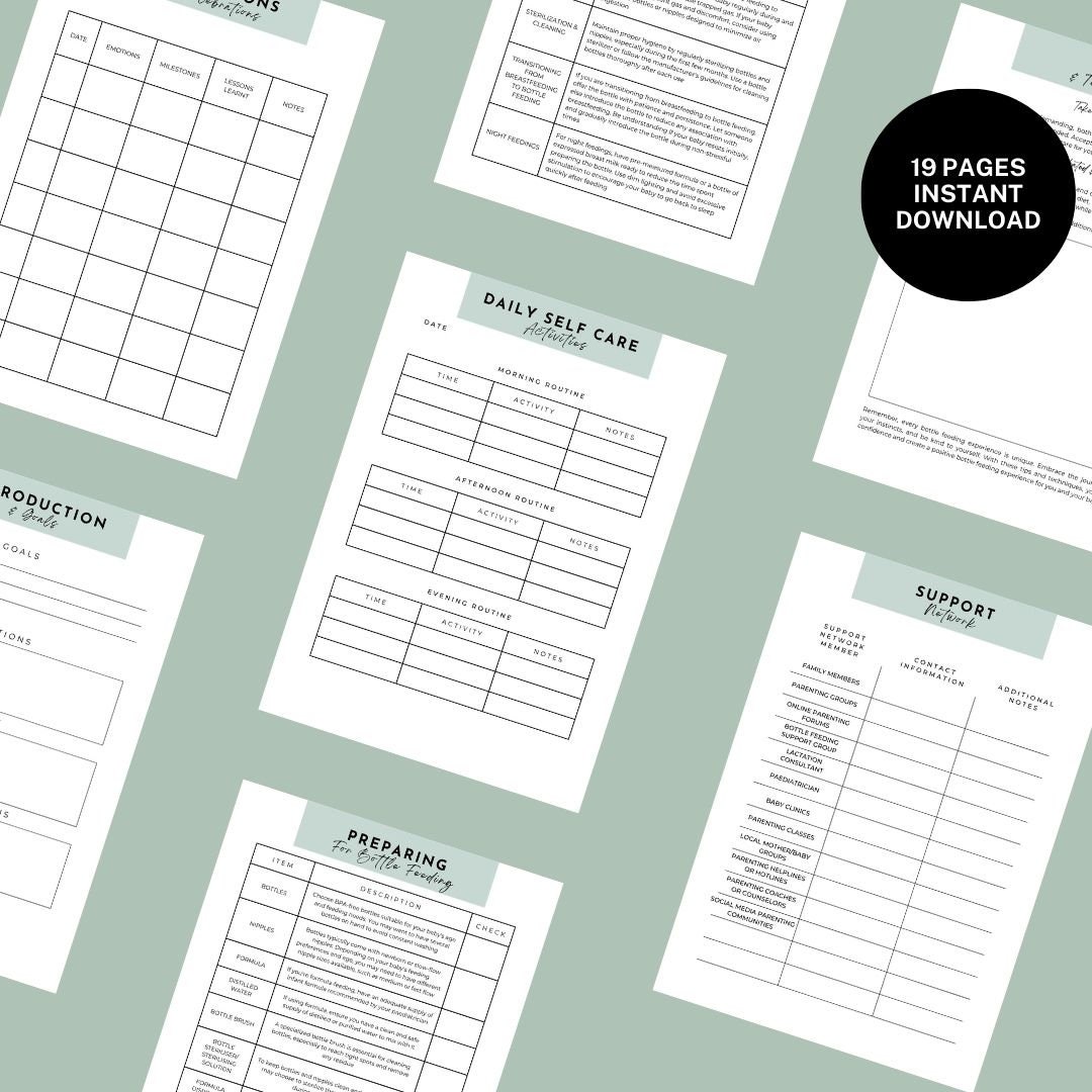 Bottle Feeding Journey Printable, Postpartum Journal, Bottle Feeding ...