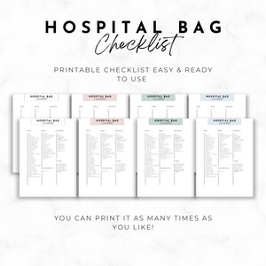 Hospital Bag Checklist Printable, Birth Bag Packing List, Pregnancy ...