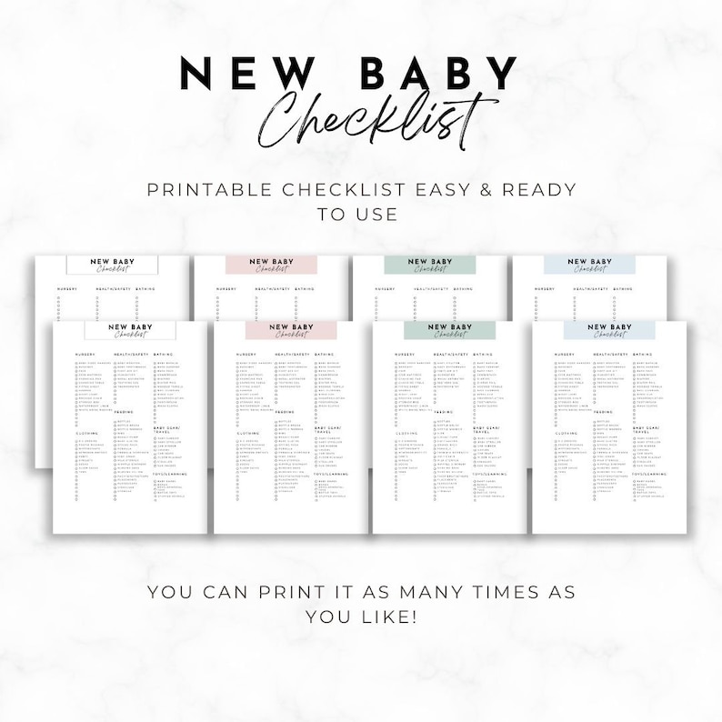 New Baby Checklist Printable, Baby Registry, Baby Essentials Checklist ...