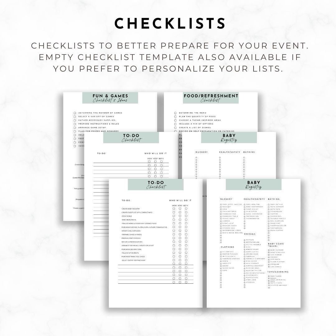 Baby Shower Planner Printable, Baby Shower Checklist Printable, Baby
