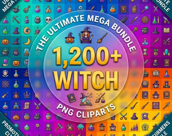 Witch Clipart Mega Bundle, Mystic Graphics, Magic Illustrations, Vintage Art (Digital Download)