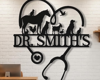 Custom Veterinarian Metal Decor, Veterinarian Metal Sign, Personalized Veterinary Sign, Custom Vet Office Decor, Veterinary Clinic Sign