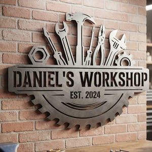 Custom Metal Workshop Sign, Custom Garage Sign, Personalized Man Cave Decor, Metal Workshop Sign, Garage Sign, Custom Workshop Sign