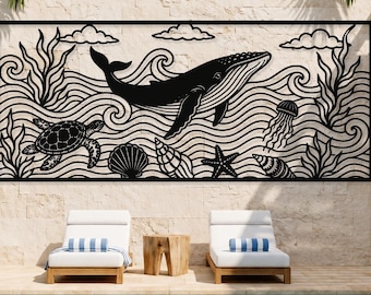 Poolside Outdoor Metal Wall Art, Large Outdoor Metal Wall Art, Poolside Patio Decor, Poolside Oasis Decor, fish poolside metal sign