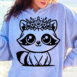 Cute Raccoon Svg, Raccoon Svg, Raccoon Cricut Svg File, Raccoon Silhouette, Raccoon Floral Svg, Baby Raccoon Svg, Cute Raccoon Clipart