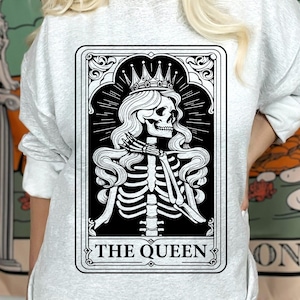 Reina Tarot Carta Svg, Reina Svg, Diseños de Cartas de Tarot, Reina Cricut Svg, Tarot Esqueleto Svg, Carta de Tarot Svg, Carta de Tarot Divertida, Carta de Tarot Png