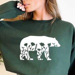 Floral Bear Svg, Bear Svg, Hunting Svg, Bear Cut File, Camp Png, Camping Life Svg, Bear Decal, Camper Svg, Floral Svg, Nature Svg, Bear Png
