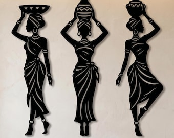 African Metal Wall Art, Modern African Wall Decor,  African Women Metal Wall Art, African Wall Decor