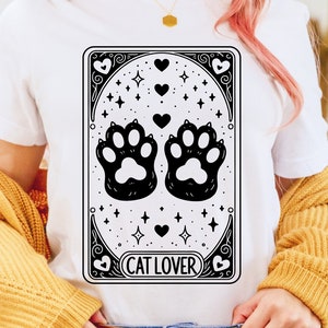 El tarot amante del gato svg png, amante del gato svg, tarot del gato svg, tarot del gato svg, tarjeta del tarot svg, camisa de la tarjeta del tarot svg, lindo gato pata svg