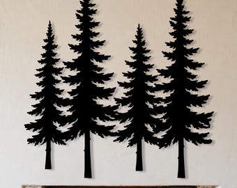 Pine Tree Metal Wall Art, Fireplace Wall Art, Fireplace Wall Decor, Fireplace wall art, Cabin Wall Decor, Pine Tree Wall Decor