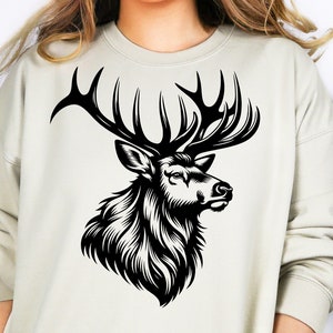 Elk Deer Svg, Elk Deer Png, Deer Hunter Svg, Elk Antler Svg, Elk Deer Cut Files For Cricut, Elk Deer Shirt Svg, Elk Deer Clipart