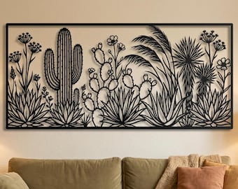 Desert Metal Wall Art,  Southwestern Cactus Wall Decor, Cactus Wall Art, Southwest Wall Decor, Western Home Decor, Cactus Metal Wall Sign