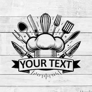 Chef-kok Logo Svg, koken Svg, chef-kok Svg, chef-kok aangepaste tekst Svg, chef-kok Hat Svg, chef-kok Logo gesneden bestanden, chef-kok Shirt Svg, benoemde chef-kok schort Svg, chef-kok