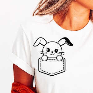 Bunny in Pocket Svg Png, Cute Farm Animal Svg, Cute Bunny Svg, Pocket ...