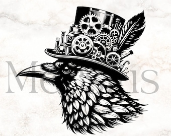 Steampunk Svg, Steampunk Crow Svg, Steampunk Shirt Svg, Steampunk Raven Svg, Steampunk Png, Steampunk Clipart, Steampunk Cricut Cut File