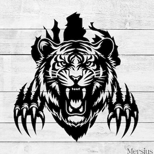 Graffio di tigre in formato Svg, artiglio di tigre in formato Svg, tigre in formato Svg, animale selvatico in formato Svg, tigre selvaggia in formato Svg, file tagliati in formato Svg della tigre, sagoma della tigre, testa della tigre in formato Svg