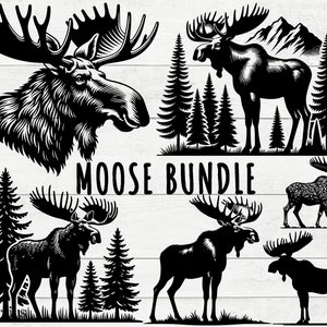 Moose Svg Bundle, Moose Svg, Moose Head Svg, Moose Clipart, Moose Cut File, Moose Silhouette, Moose Png, Moose Cricut File, Moose Svg File