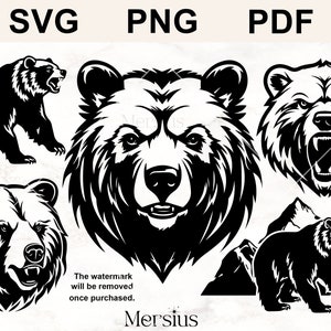 Lot ours Svg, silhouette ours, Svg, maman ours, Svg maman ours, tête d'ours, Svg visage d'ours, grizzly Svg, papa ours, clipart