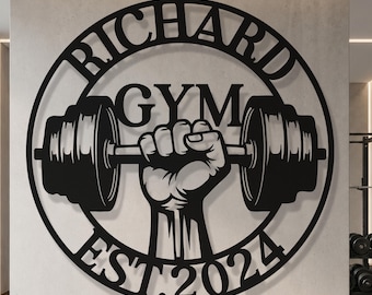 Custom Gym Metal Sign, Custom Gym Wall Decor, Fitness Name Sign, Home Gym Wall Art, Weightlifting Workout Room Wall Art, Custom Gym Decor