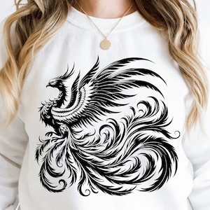 Phoenix Svg, Phoenix Clipart, Svg oiseau Phoenix, Silhouette Phoenix, Phoenix Png, fichier de coupe Cricut Phoenix, Phoenix chemise Svg, Svg mythologie