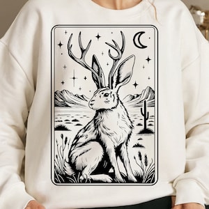 Jackalope Svg, Jackalope Rabbit Svg, Jackalope Png, Jackalope Silhouette, Jackalope Tarot Svg, Svg sorcellerie, Svg animaux mythiques