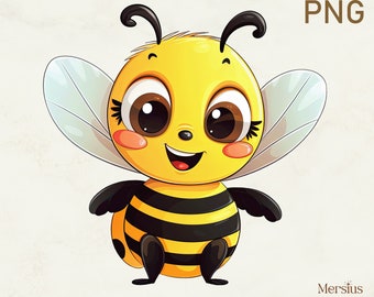 Baby Bee Clip Art, Bee Png, Honey Bee Png, Bee Clipart, Cute Honeybee, Honey Png, Honeycomb Png, Baby Bee, Little Bee, Cute Animals Clipart