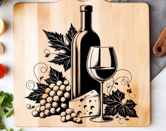 Wine And Cheese Board Svg, Cutting Board Svg, White Wine Svg, Wine Glasses Svg, Grapes Svg, Cheese Board Svg, Wine Apron Svg, Grapes Clipart