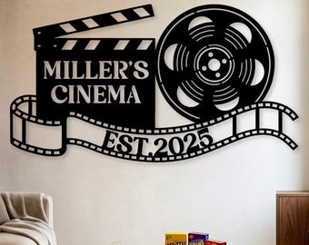 Cinema Metal Wall Art, Personalized Home Cinema Metal Sign, Custom Theater Wall Art, Home Cinema Sign, Theater Wall Decor