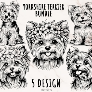 Yorkshire Terrier Svg Bundle, Yorkshire Terrier Svg, Yorkshire Terrier Clipart, Yorkshire Terrier Dog Mom, Floral Yorkshire Terrier Svg