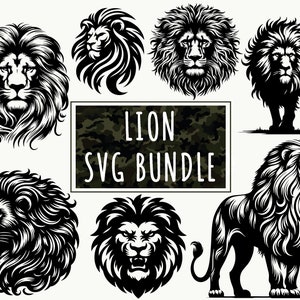 Lion Bundle Svg, Lion Svg, Lion Shirt Svg, Lion Face Svg, Lion Clipart, Lion Silhouette, Lion Svg File, Lion Head Svg, Lion Png