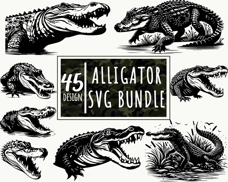 Alligator SVG Bundle, Alligator Svg, Alligator Png, Alligator Clipart ...